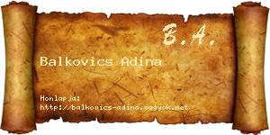 Balkovics Adina névjegykártya